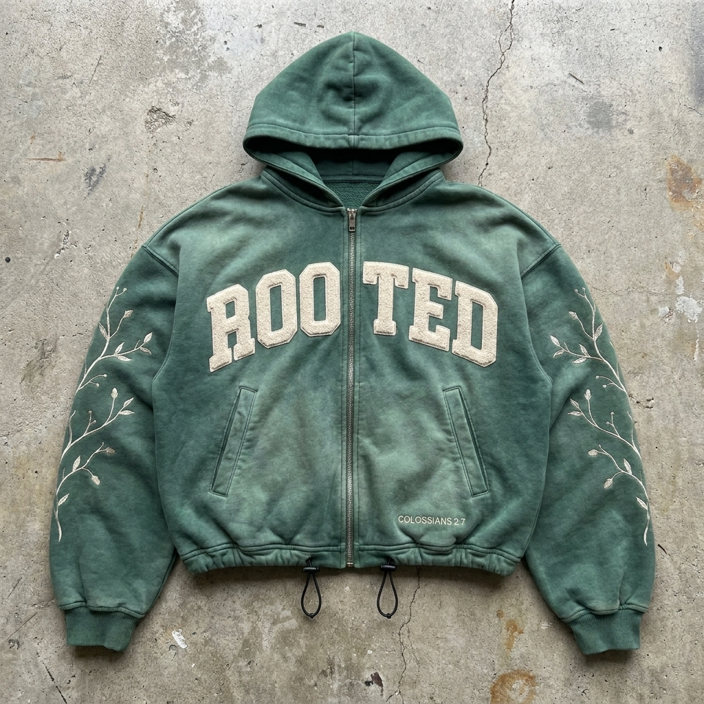 Rooted - Embroidered Zip Hoodie